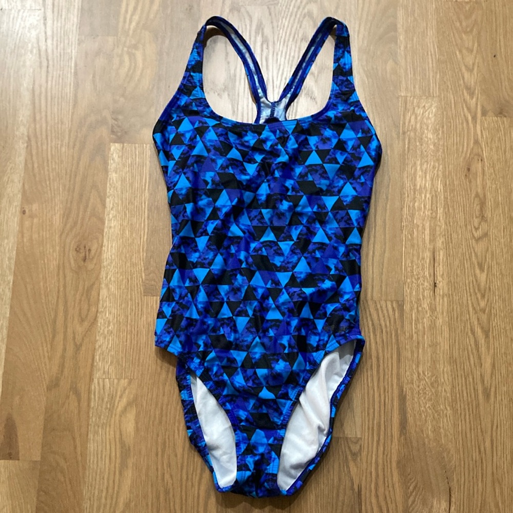 Speedo Women’s Blue Padded One Piece Athletic Swim Team Swimsuit Bathing Suit